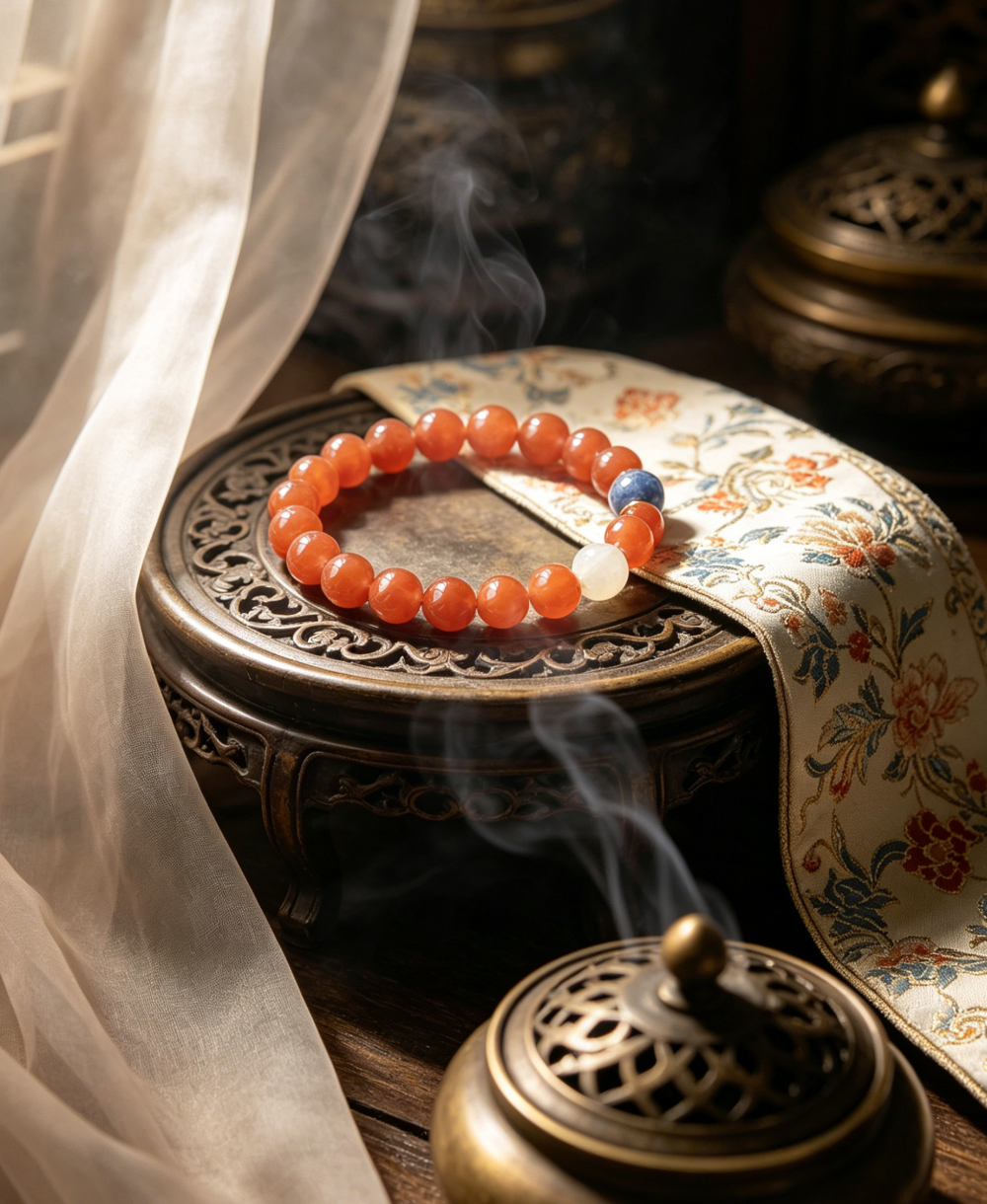South Red Agate × Kyanite × Clear Quartz Bracelet