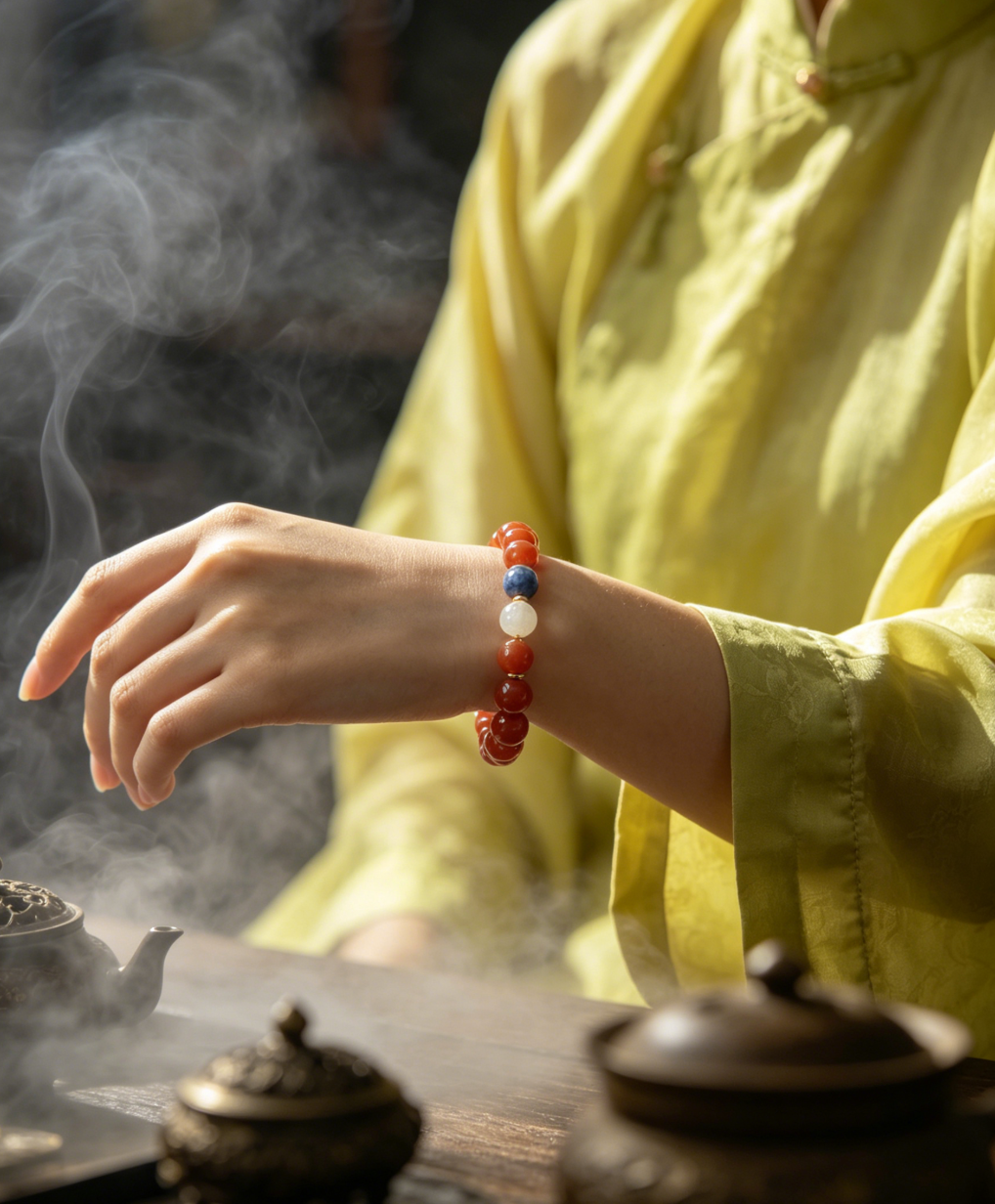 South Red Agate × Kyanite × Clear Quartz Bracelet