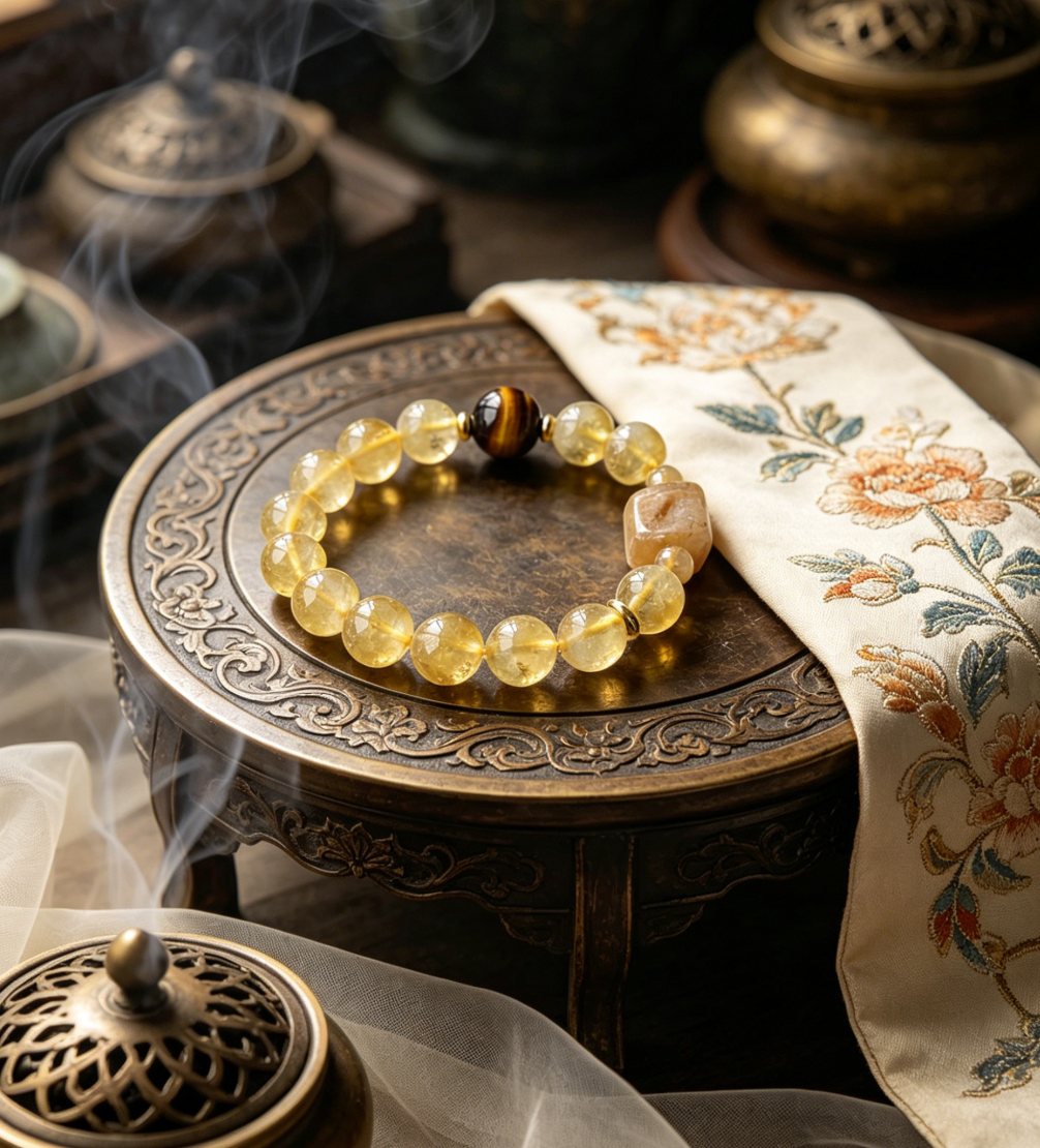 Golden Tiger’s Eye × Rutilated Quartz Bracelet