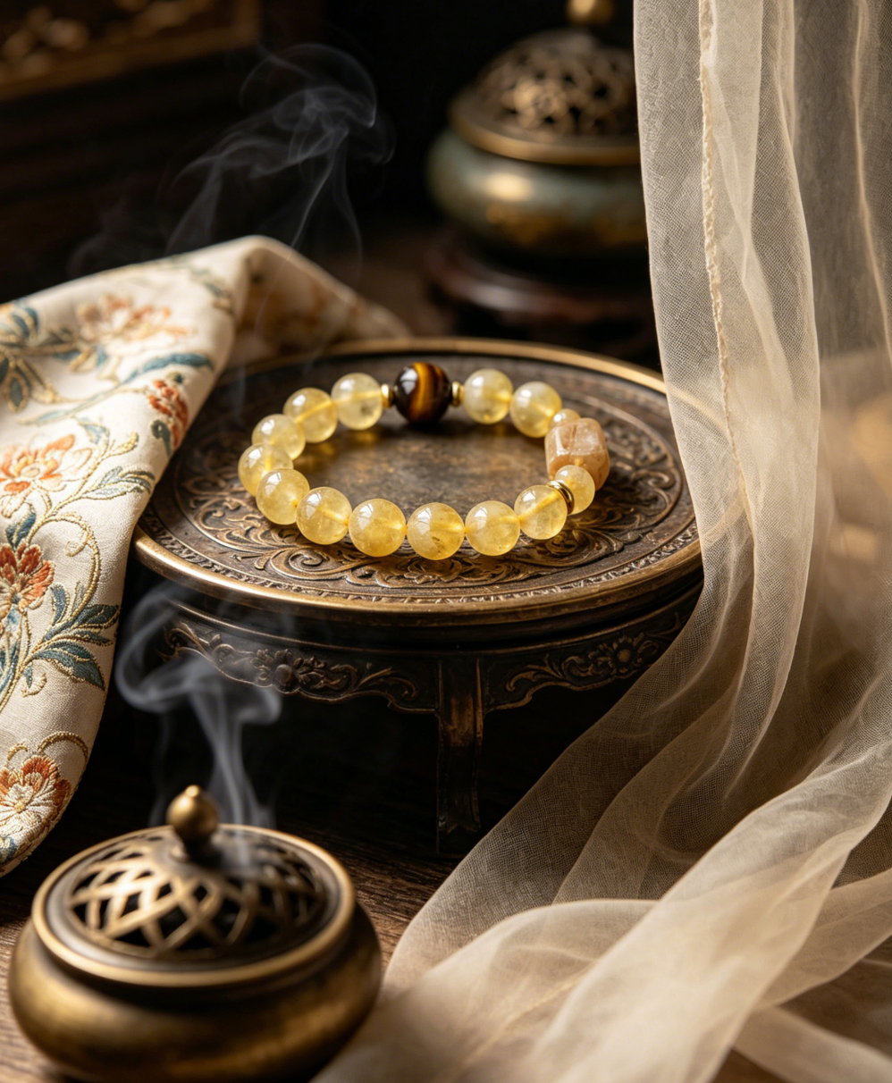 Golden Tiger’s Eye × Rutilated Quartz Bracelet