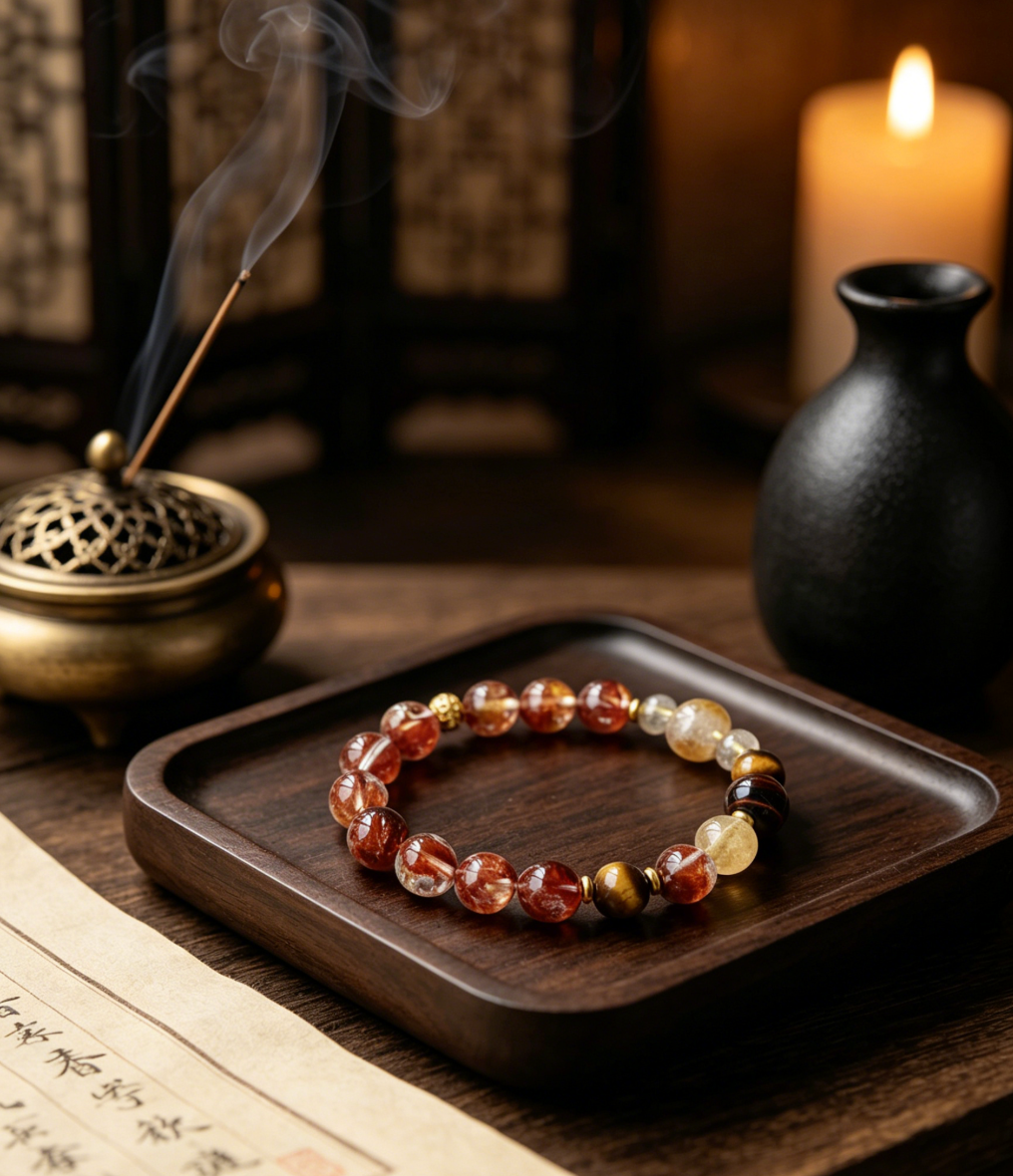 Red Gum Agate × Golden Tiger’s Eye Bracelet