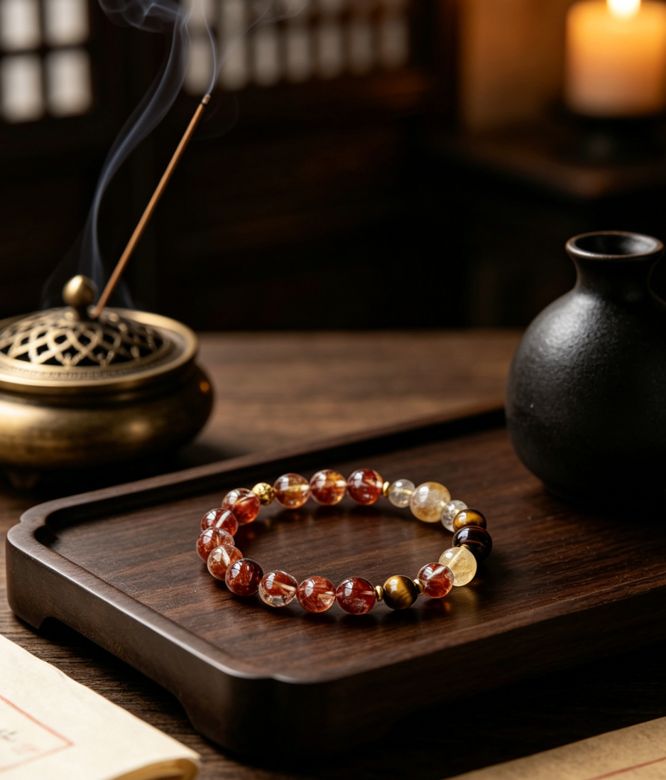 Red Gum Agate × Golden Tiger’s Eye Bracelet