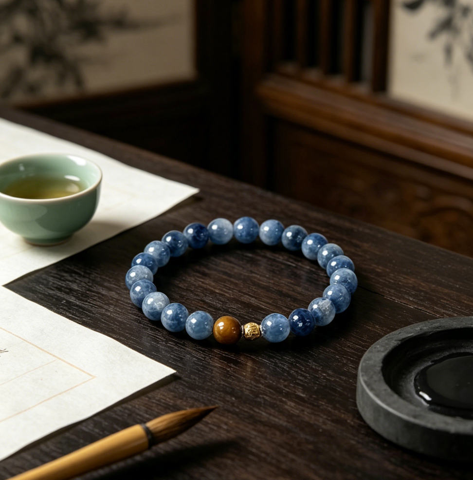 Blue Kyanite × Yellow Tiger Eye Bracelet