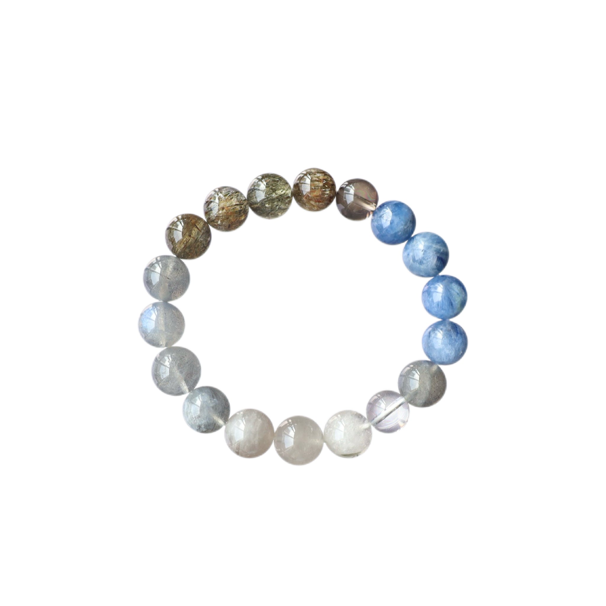 Kyanite × Green Rutilated Quartz × Grey Moonstone Bracelet